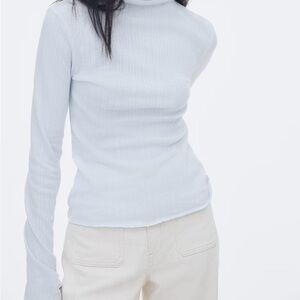 H&M Light Blue Ribbed Long Sleeve Top